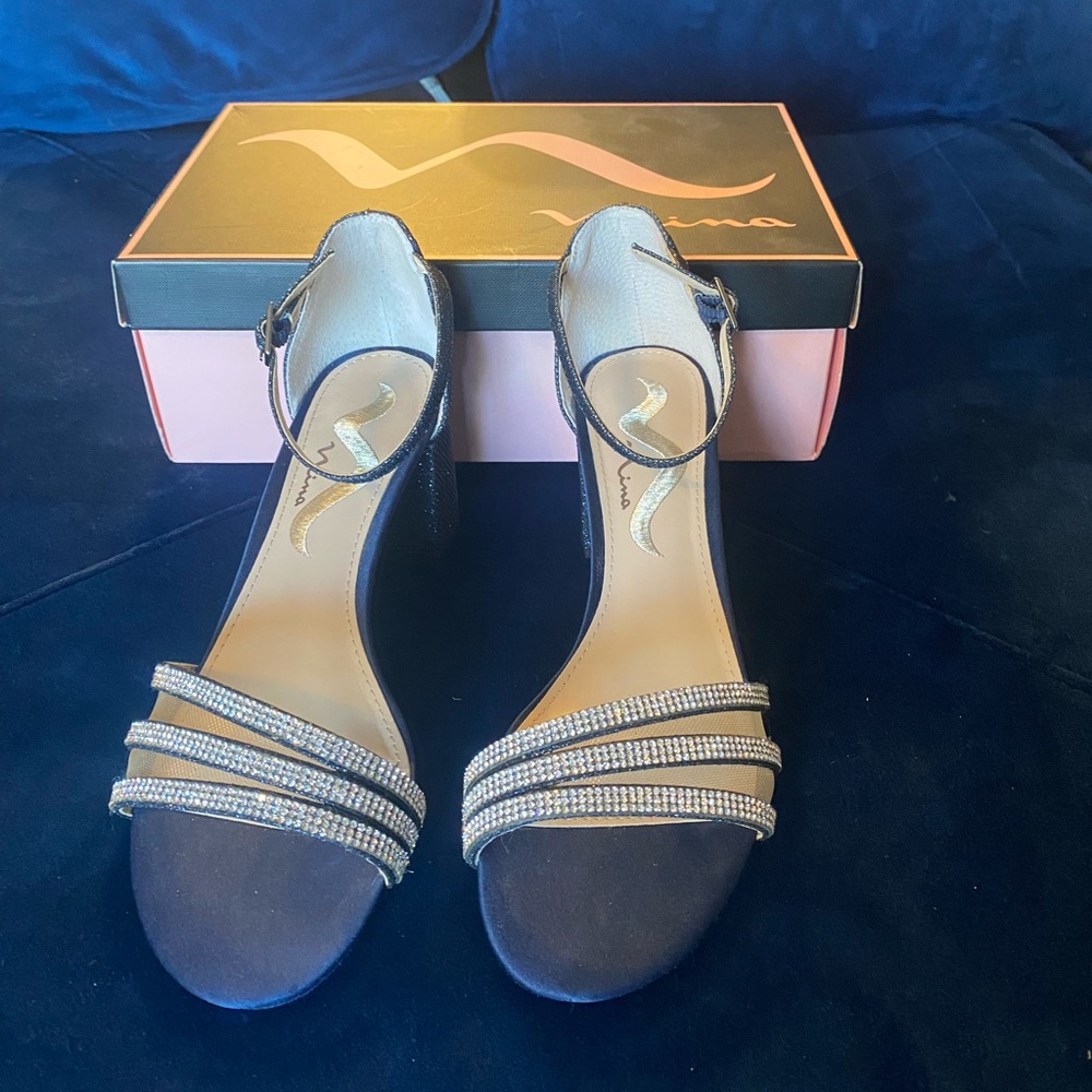 Navy sparkly strappy sandal
